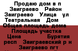 Продаю дом в п.Заиграево › Район ­ Заиграево › Улица ­ ул. Театральная › Дом ­ 2 › Общая площадь дома ­ 43 › Площадь участка ­ 6 › Цена ­ 570 000 - Бурятия респ., Заиграевский р-н, Заиграево пгт Недвижимость » Дома, коттеджи, дачи продажа   
